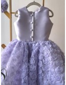 Lovely Purple Flowers Girls Formal Party Dress Sleeveless
