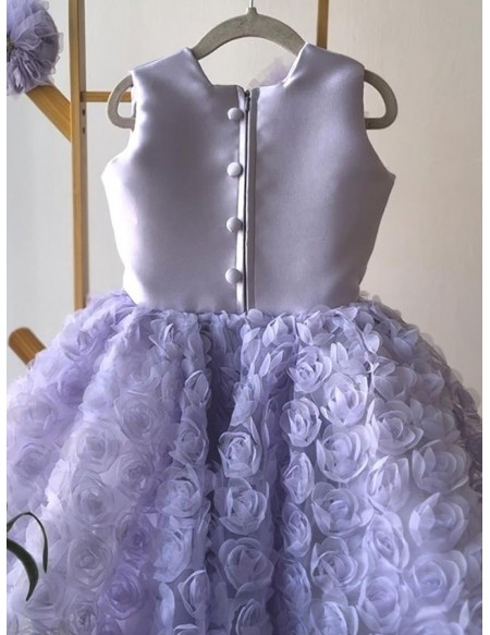 Lovely Purple Flowers Girls Formal Party Dress Sleeveless