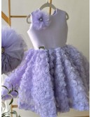 Lovely Purple Flowers Girls Formal Party Dress Sleeveless
