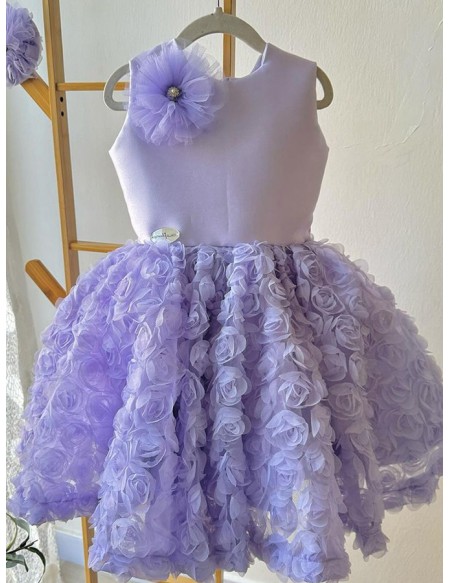 Lovely Purple Flowers Girls Formal Party Dress Sleeveless