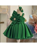 Toddler Girl Ruffled Satin Party Dress with Flowers