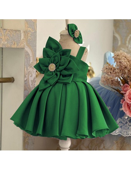Toddler Girl Ruffled Satin Party Dress with Flowers
