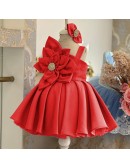 Toddler Girl Ruffled Satin Party Dress with Flowers