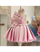 Toddler Girl Ruffled Satin Party Dress with Flowers