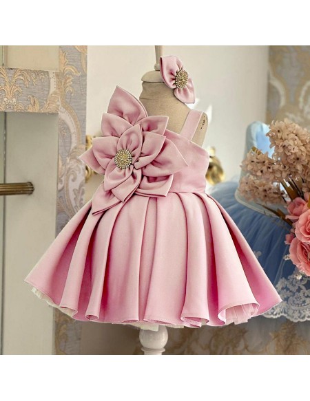Toddler Girl Ruffled Satin Party Dress with Flowers