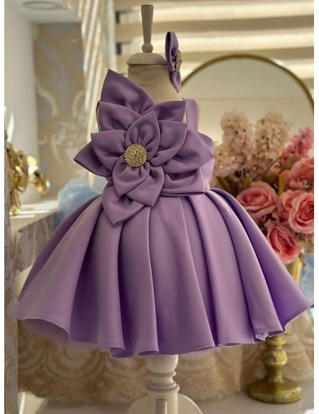 Toddler Girl Ruffled Satin Party Dress with Flowers