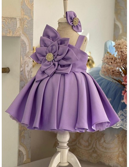 Toddler Girl Ruffled Satin Party Dress with Flowers