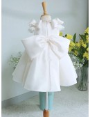 Beaded Lace Cap Sleeved Satin Toddler Flower Girl Dress