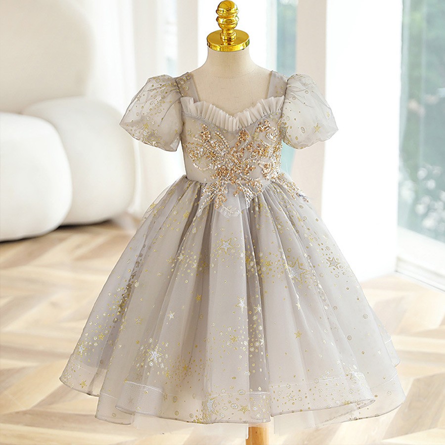 Multi-Sequin Trio Color Tulle Girl Party Dress by AS327 Kids Dream - Girl Formal Dresses