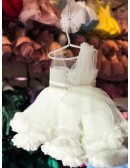 Beaded Neckline And Waist Tulle Party Dress For Children
