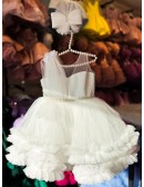 Beaded Neckline And Waist Tulle Party Dress For Children