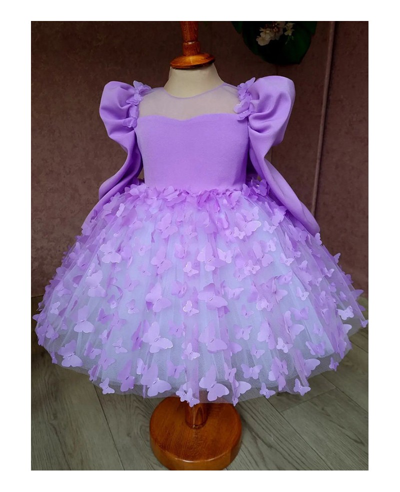 Super Cute Purple Butterflies Ballgown Party Dress For Girls TB4032 