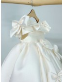 Elegant Satin Flower Girl Dress with Bow Knot
