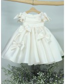 Elegant Satin Flower Girl Dress with Bow Knot