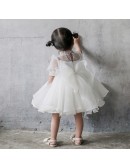 Super Cute Ruffled Toddler Flower Girl Dress with Bubble Sleeves