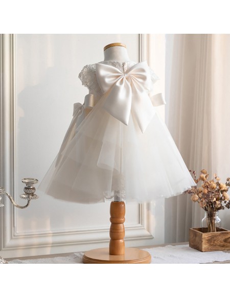 Super Cute Lace Tulle Toddler Flower Girl Dress with Cap Sleeves