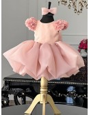 Cute Pink Ruffled Ballgown Party Dress For Toddler Girls