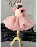 Cute Pink Ruffled Ballgown Party Dress For Toddler Girls