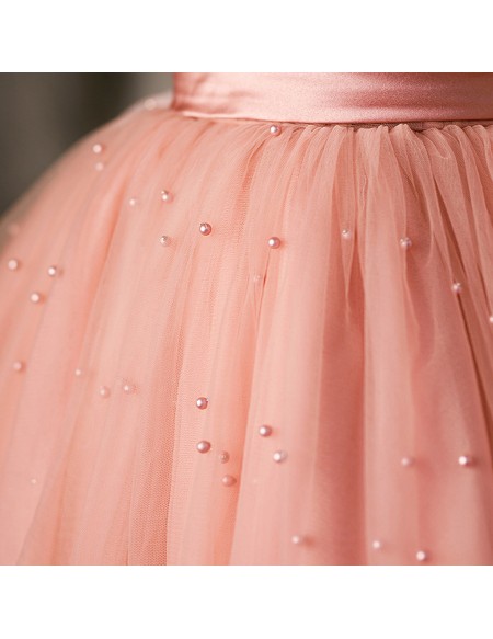 Pink Tulle Beaded Girls Birthday Party Dress
