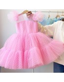 Polka Dots Tulle Party Dress For Little Girls