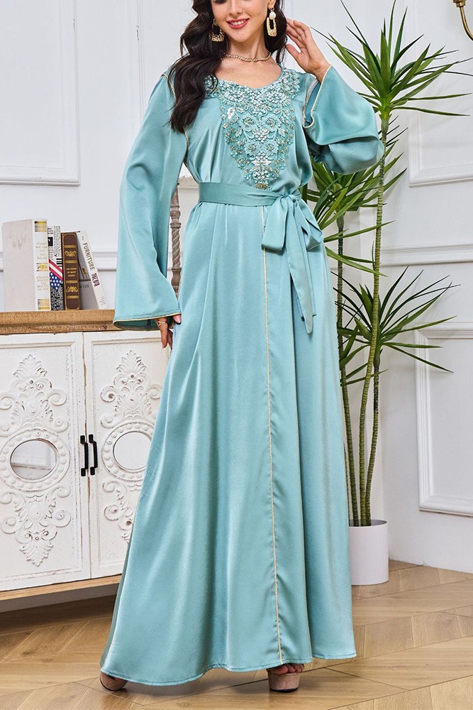 Modest Muslim Woman's Long sleeve Slip Abaya - Grey