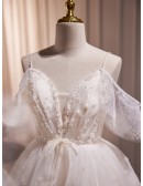 Gorgeous Ivory Short Ballgown Prom Party Dress with Beadings