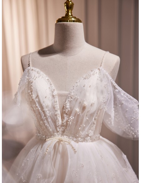 Gorgeous Ivory Short Ballgown Prom Party Dress with Beadings
