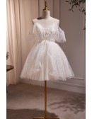 Gorgeous Ivory Short Ballgown Prom Party Dress with Beadings