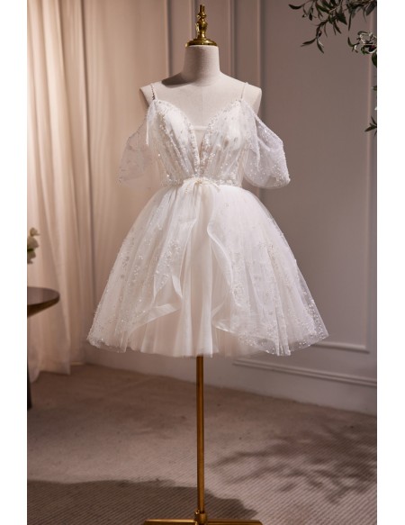 Gorgeous Ivory Short Ballgown Prom Party Dress with Beadings