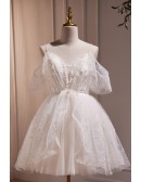 Gorgeous Ivory Short Ballgown Prom Party Dress with Beadings