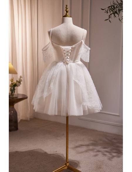 Gorgeous Ivory Short Ballgown Prom Party Dress with Beadings