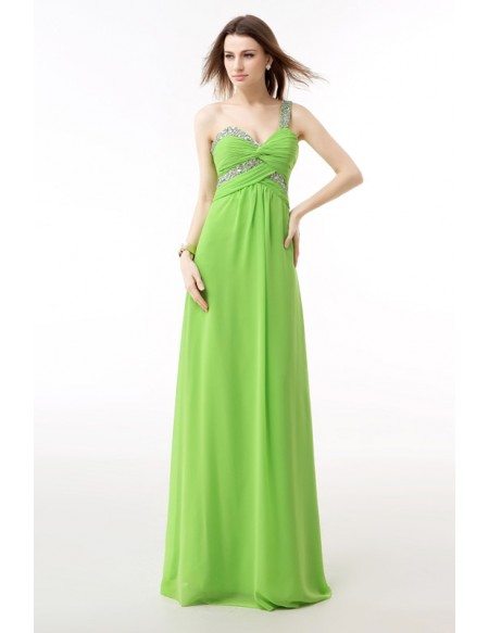 Sequined One Shoulder Cross-Criss Long Empire Prom Dress