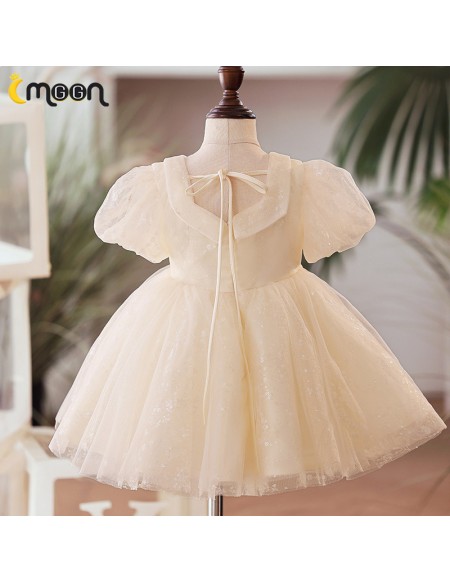 Champagne Tulle Ballgown Toddler Flower Girl Dress with Sequins