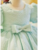 Baby Blue Ruffled Toddler Flower Girl Dress with Bubble Sleeves