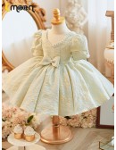 Light Green Ballgown Ruffled Flower Girl Dress with Pearls Neckline