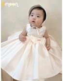 Elegant Satin Toddler Flower Girl Dress with Beadings