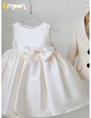 Elegant Satin Toddler Flower Girl Dress with Beadings