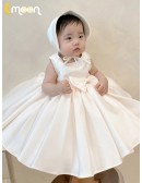Elegant Satin Toddler Flower Girl Dress with Beadings