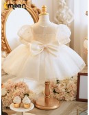 Dreamy Moon Star Sequins Tulle Flower Girl Dress with Embroidery