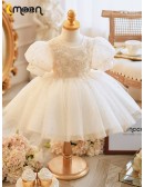 Dreamy Moon Star Sequins Tulle Flower Girl Dress with Embroidery
