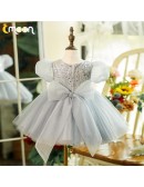 Grey Bling Tulle Ballgown Girls formal Party Dress with Sequins