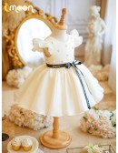 Champagne Ballgown Toddler Flowr Girl Dress with Beadings