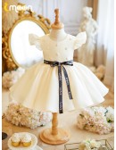 Champagne Ballgown Toddler Flowr Girl Dress with Beadings