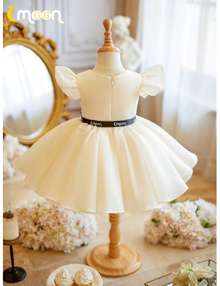 Champagne Ballgown Toddler Flowr Girl Dress with Beadings