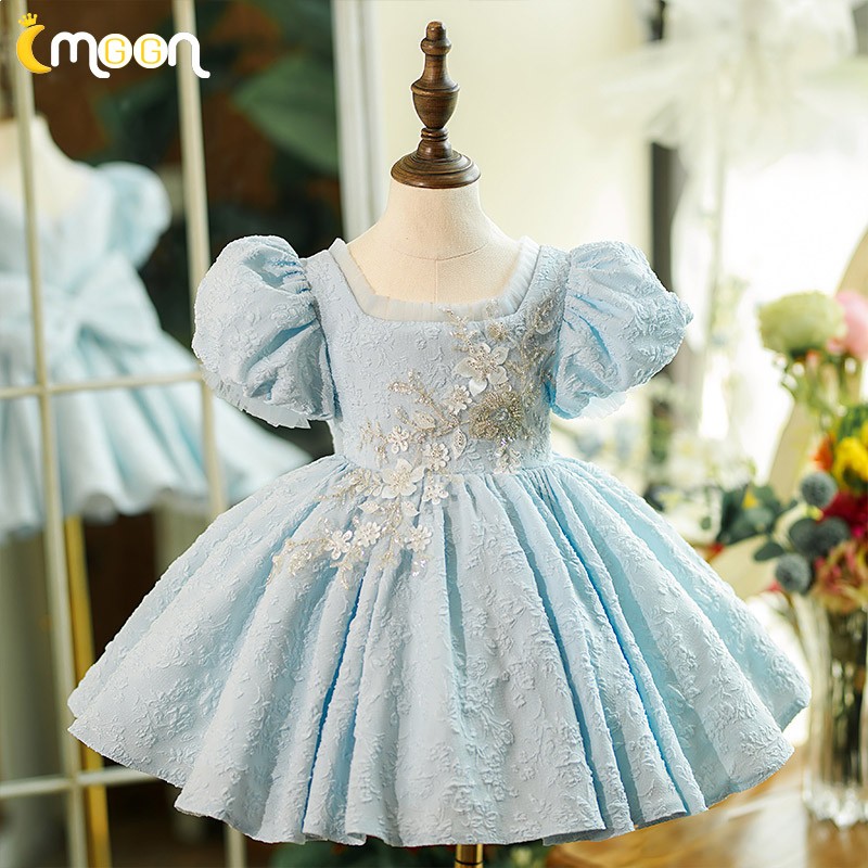 Mid-Season Dress For Baby Girl In Flowers Print Blue Color main image 1