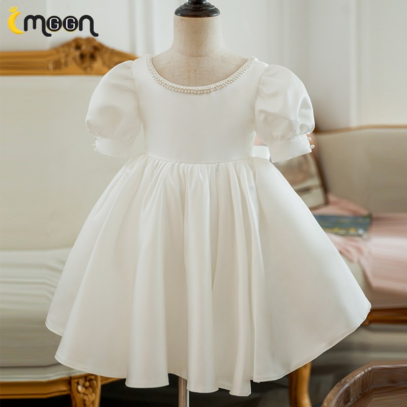 Cap Sleeves Acetate Satin Flower Girl Dresses Silver