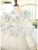 Ruffled Ballgown Organza Flower Girl Dress with Floral Prints