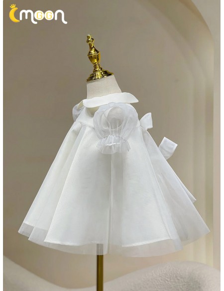 Cute Baby Collar Toddler Flower Girl Dress with Big Bow In Back