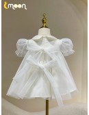 Cute Baby Collar Toddler Flower Girl Dress with Big Bow In Back