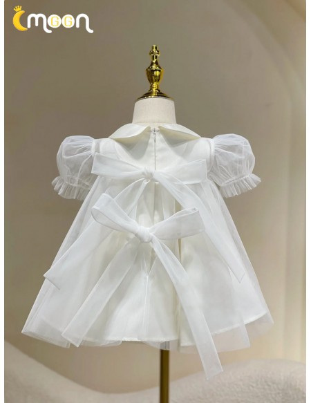 Cute Baby Collar Toddler Flower Girl Dress with Big Bow In Back